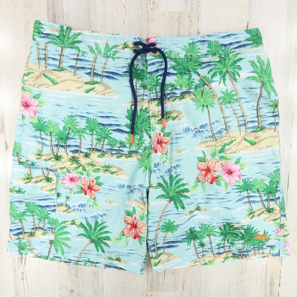 Tommy Bahama Swim Shorts Mens XL Tropical Hawaiian Lined Pockets Zip Fly